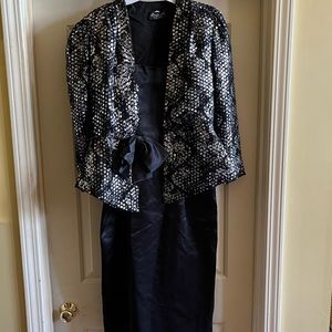 Karen Lawrence by Matthew Black Cocktail Dress with Silver Sequin Jacket Set
